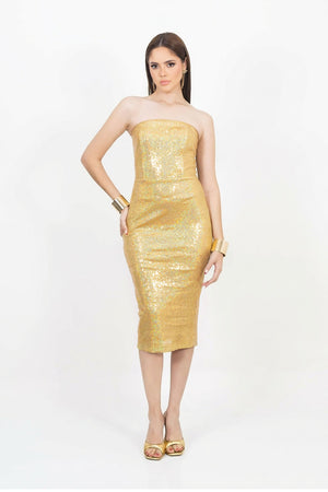 Bridget Strapless Midi Vestido - Reina Diaz
