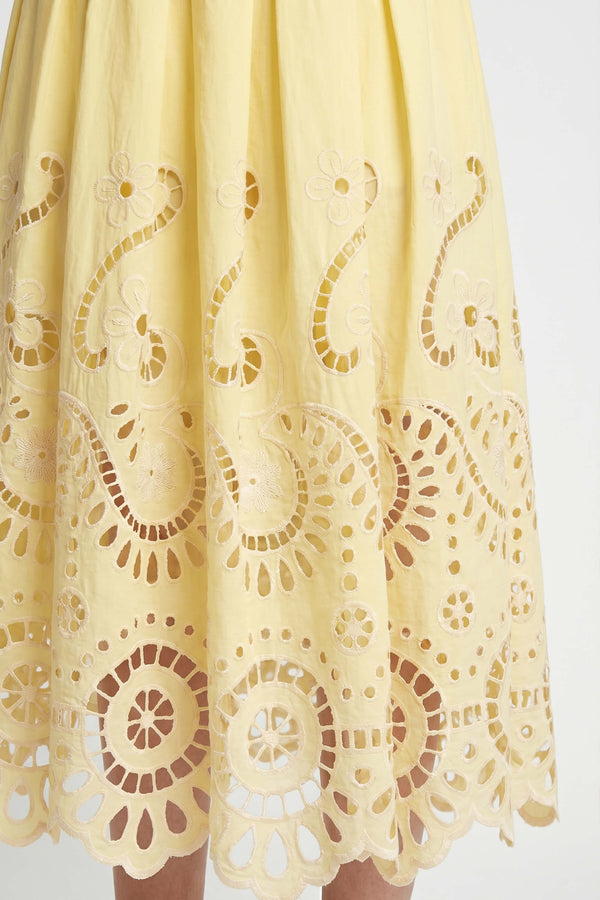 Brindisi Yellow Paisley Eyelet Cotton Shell Top - Reina Diaz