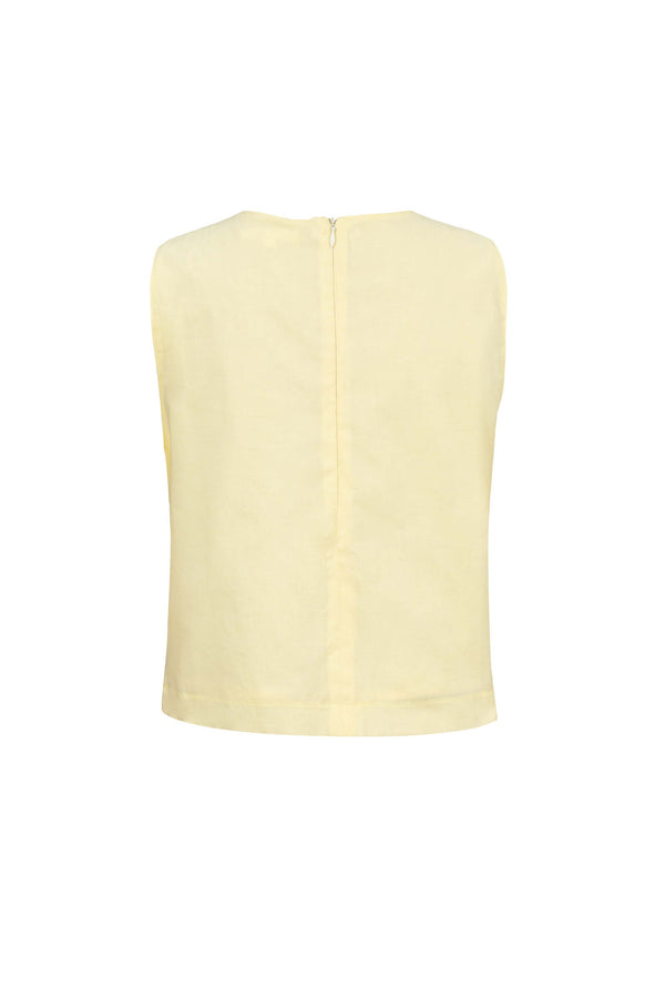 Brindisi Yellow Paisley Eyelet Cotton Shell Top - Reina Diaz