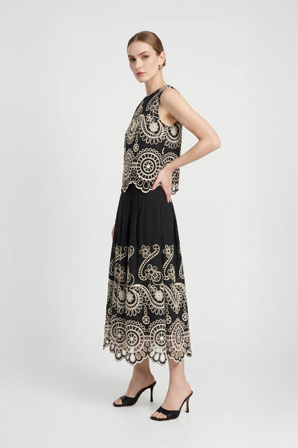 Brindisi Yellow Paisley Eyelet Cotton Shell Top - Reina Diaz