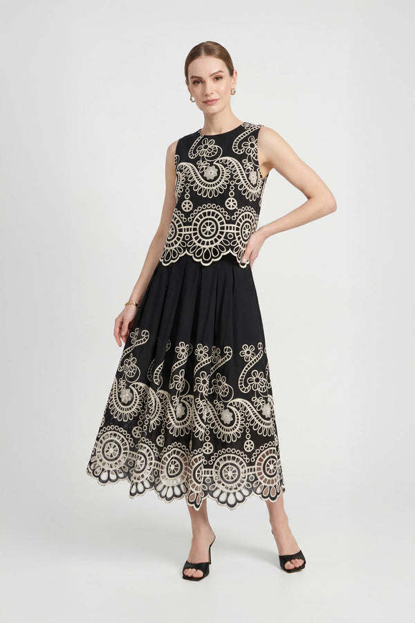 Brindisi Yellow Paisley Eyelet Cotton Shell Top - Reina Diaz