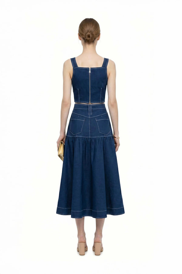 Brujas Contrast - Stitch Denim Top - Reina Diaz