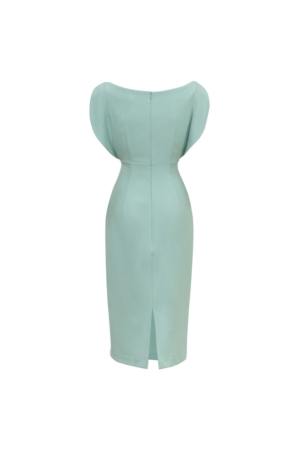 Caléndula Boat - Neck Midi Pencil Dress - Reina Diaz