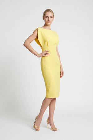 Caléndula Boat - Neck Midi Pencil Dress - Reina Diaz