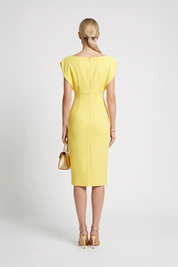 Caléndula Boat - Neck Midi Pencil Dress - Reina Diaz