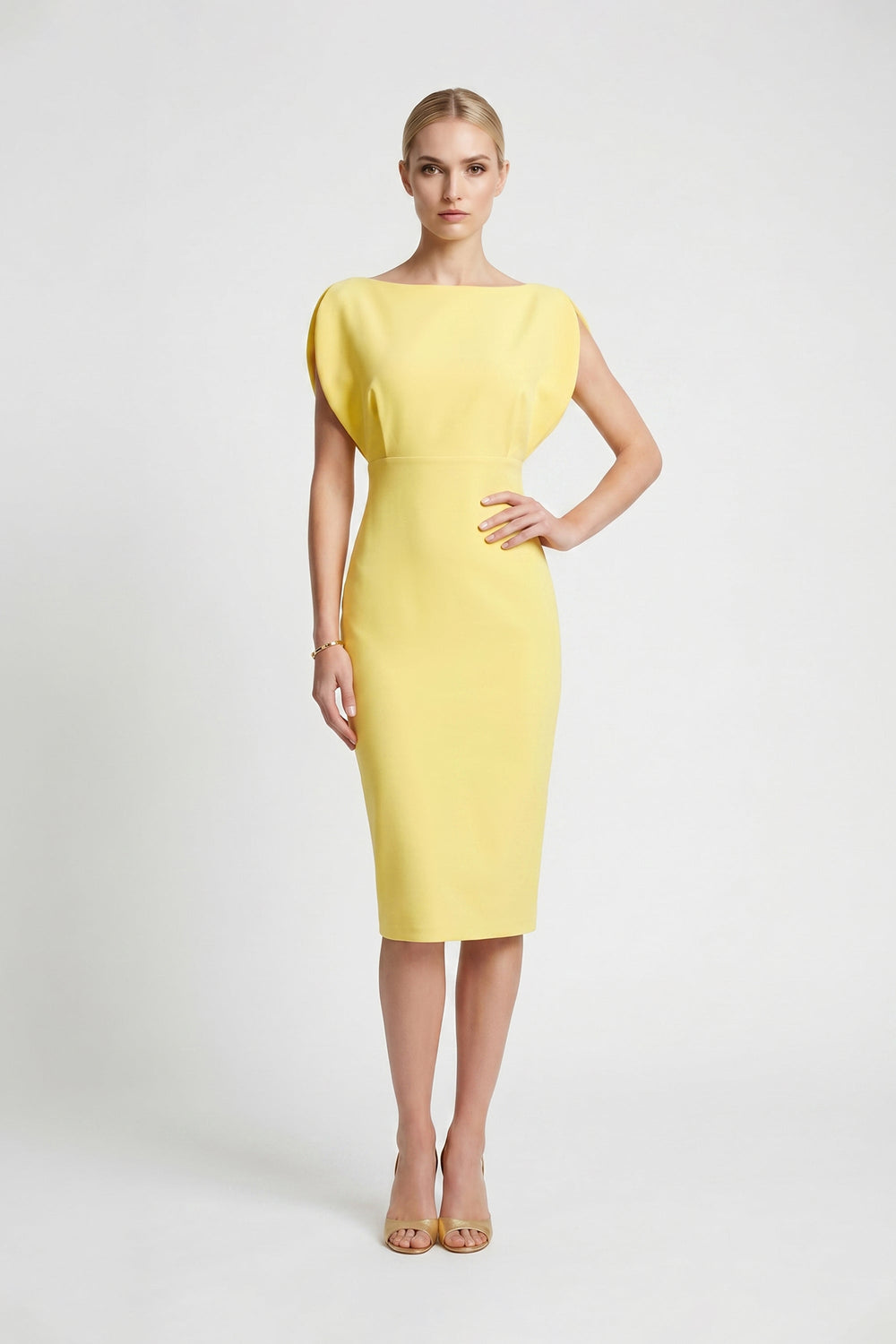 Caléndula Boat - Neck Midi Pencil Dress - Reina Diaz