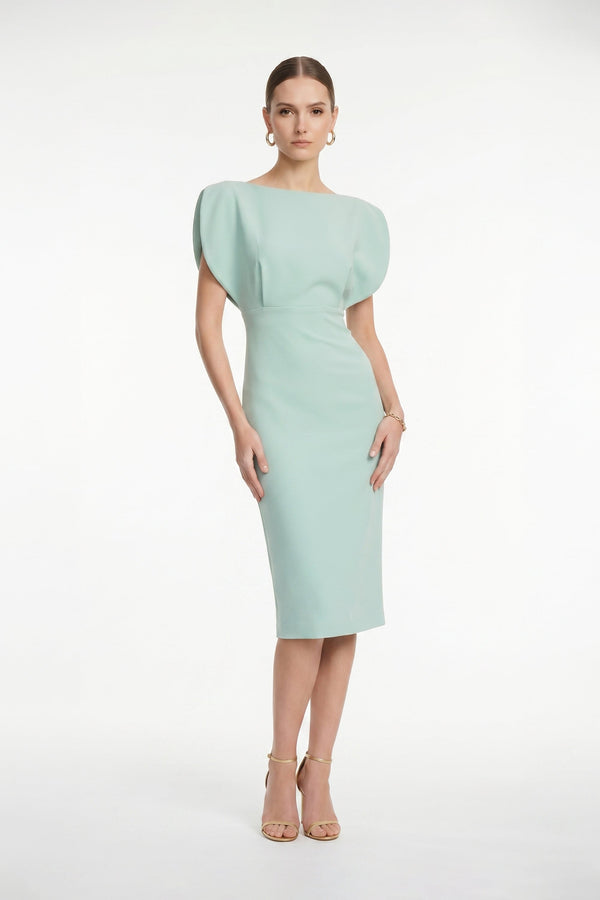 Caléndula Boat - Neck Midi Pencil Dress - Reina Diaz