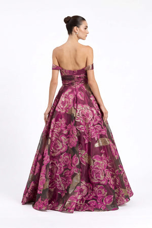 Camila Bardot Heart-Neck Maxi Vestido 421459 MAG - Reina Diaz