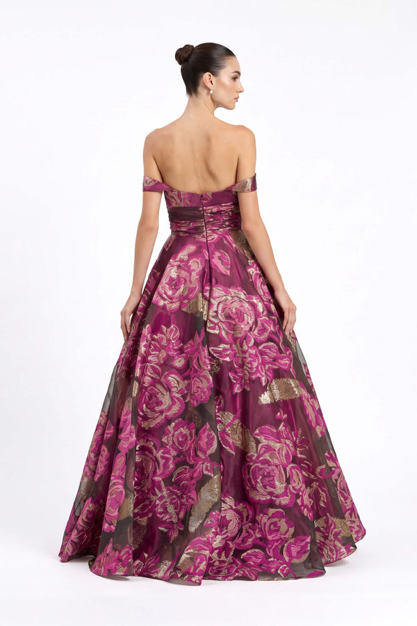 Camila Bardot Heart-Neck Maxi Vestido 421459 MAG - Reina Diaz