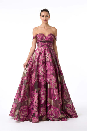 Camila Bardot Heart-Neck Maxi Vestido 421459 MAG - Reina Diaz