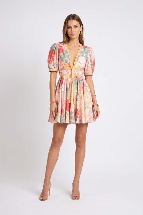 Camila Floral Plunging Mini Vestido 723120 NAR - Reina Diaz