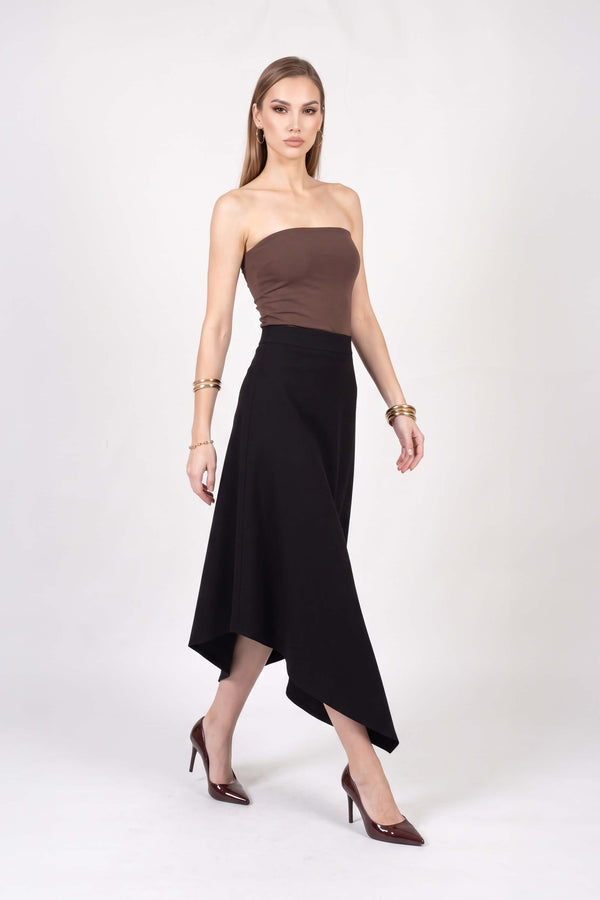 Camila High-Waist Asymmetric Midi Falda 541375 NEG - Reina Diaz