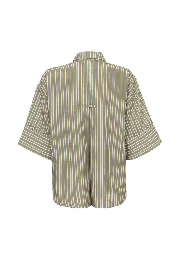 Camila One-Shoulder Smocked-Cuff Blusa 752992 - Reina Diaz