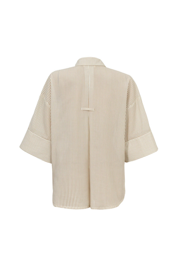 Camila One-Shoulder Smocked-Cuff Blusa 752992 - Reina Diaz