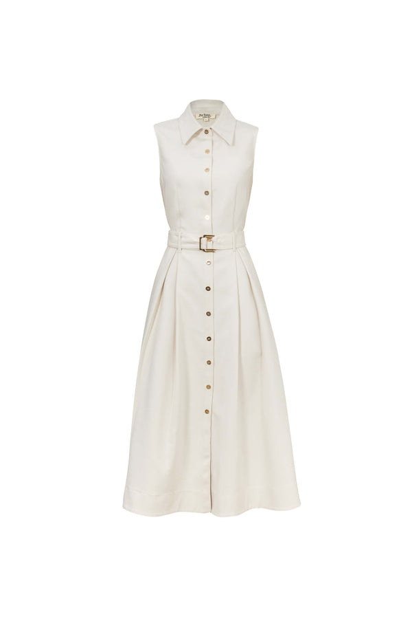 Camila Sleeveless Belted Midi Vestido - Reina Diaz