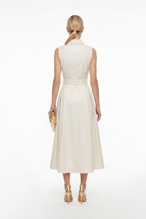 Camila Sleeveless Belted Midi Vestido - Reina Diaz