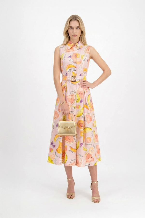 Camila Sleeveless Belted Midi Vestido - Reina Diaz