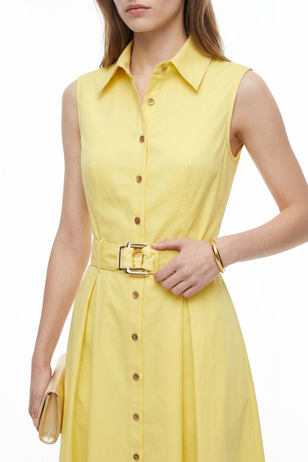 Camila Sleeveless Belted Midi Vestido - Reina Diaz