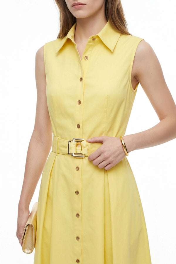 Camila Sleeveless Belted Midi Vestido - Reina Diaz