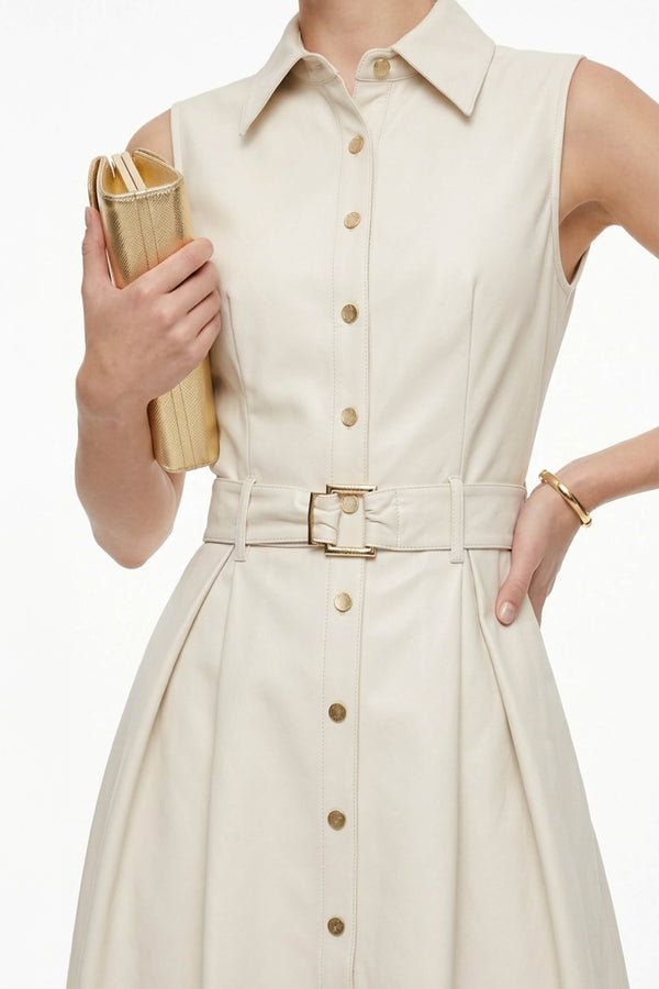Camila Sleeveless Belted Midi Vestido - Reina Diaz