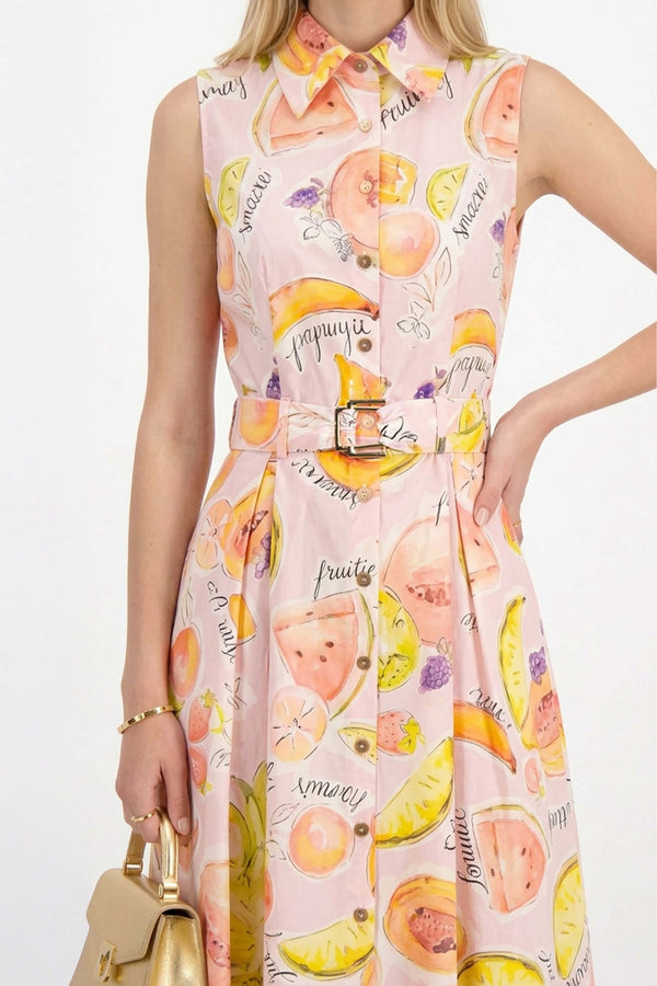 Camila Sleeveless Belted Midi Vestido - Reina Diaz