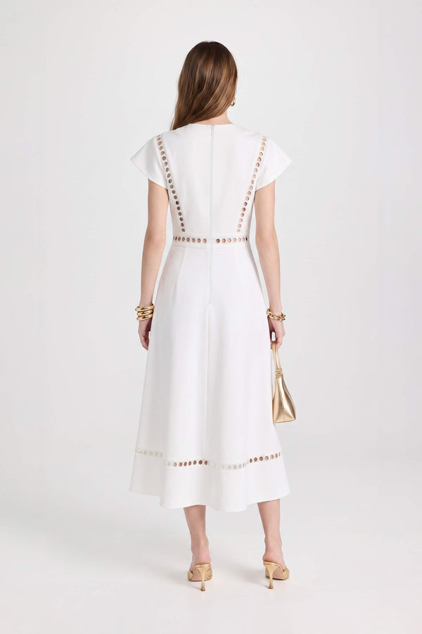 Camila V-Neck Cutout Midi Vestido 526277 HUE - Reina Diaz