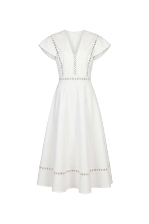Camila V-Neck Cutout Midi Vestido 526277 HUE - Reina Diaz