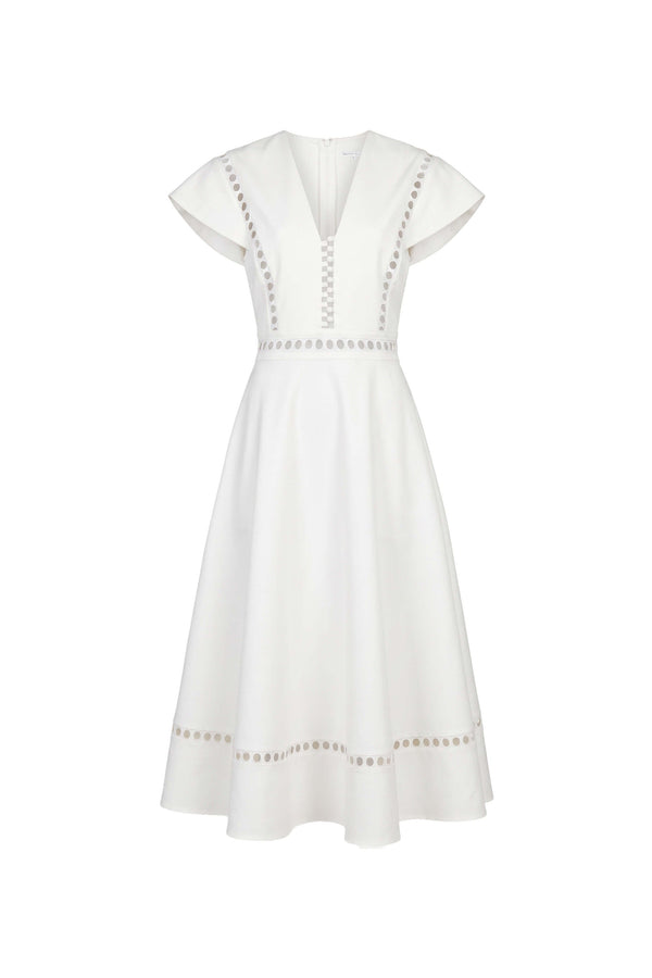 Camila V-Neck Cutout Midi Vestido 526277 HUE - Reina Diaz