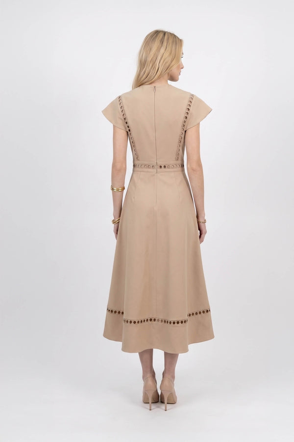 Camila V-Neck Cutout Midi Vestido 526277 KAK - Reina Diaz