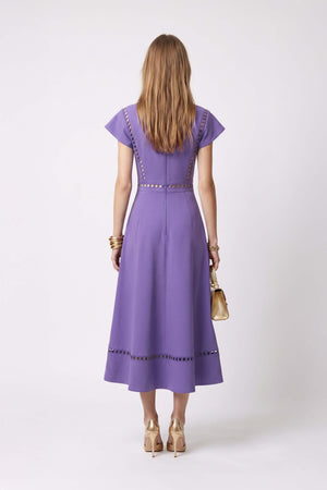 Camila V-Neck Cutout Midi Vestido 526277 LIL - Reina Diaz