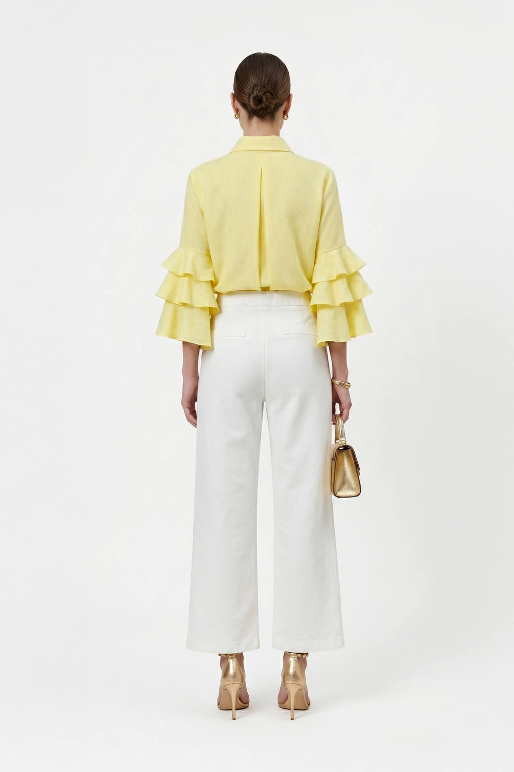 Camille Ruffled Long - Sleeve Shirt Blouse  - Reina Diaz