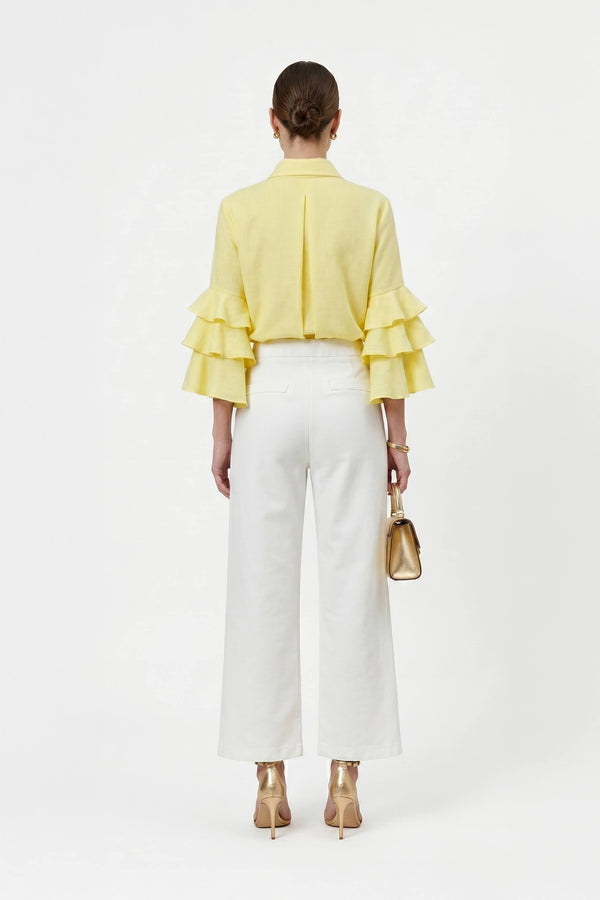Camille Ruffled Long - Sleeve Shirt Blouse  - Reina Diaz