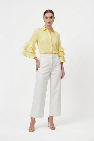 Camille Ruffled Long - Sleeve Shirt Blouse  - Reina Diaz