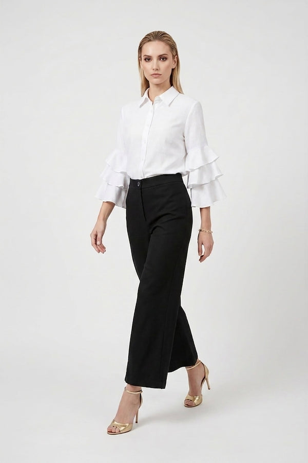 Camille Ruffled Long - Sleeve Shirt Blouse  - Reina Diaz