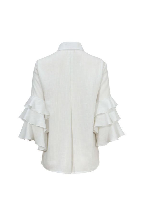 Camille Ruffled Long - Sleeve Shirt Blouse  - Reina Diaz