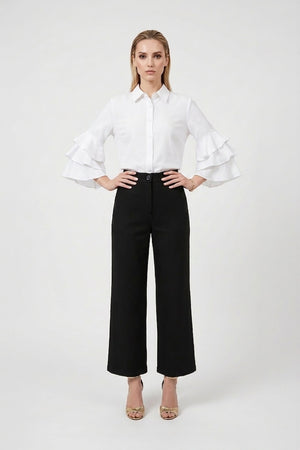 Camille Ruffled Long - Sleeve Shirt Blouse  - Reina Diaz