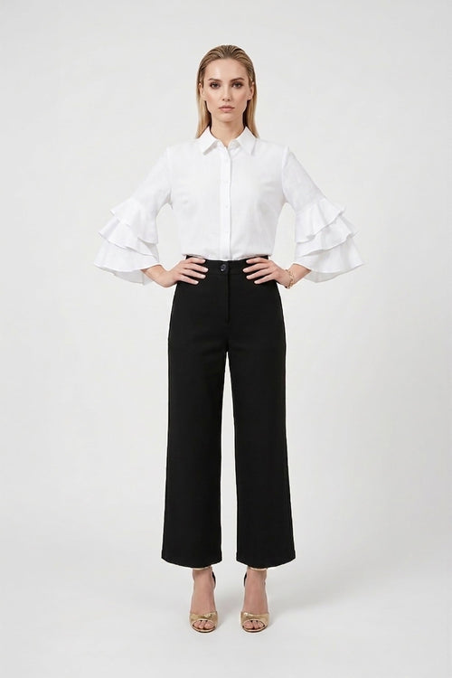 Camille Ruffled Long - Sleeve Shirt Blouse  - Reina Diaz