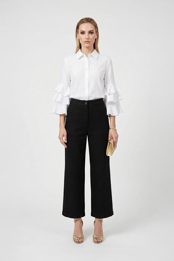 Camille Ruffled Long - Sleeve Shirt Blouse  - Reina Diaz