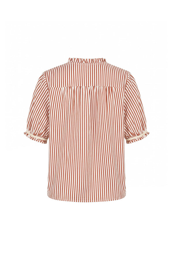 Carlota Striped Ruffle Puff Sleeve Blusa 752783 LAD - Reina Diaz