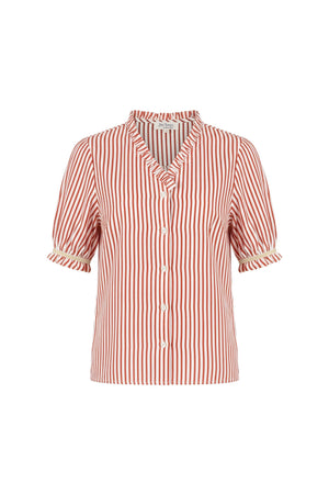 Carlota Striped Ruffle Puff Sleeve Blusa 752783 LAD - Reina Diaz