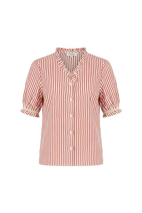 Carlota Striped Ruffle Puff Sleeve Blusa 752783 LAD - Reina Diaz