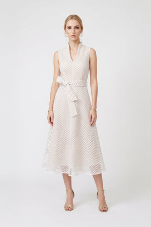 Cassandra Belted Sleeveless Midi Vestido 526032 HUE - Reina Diaz