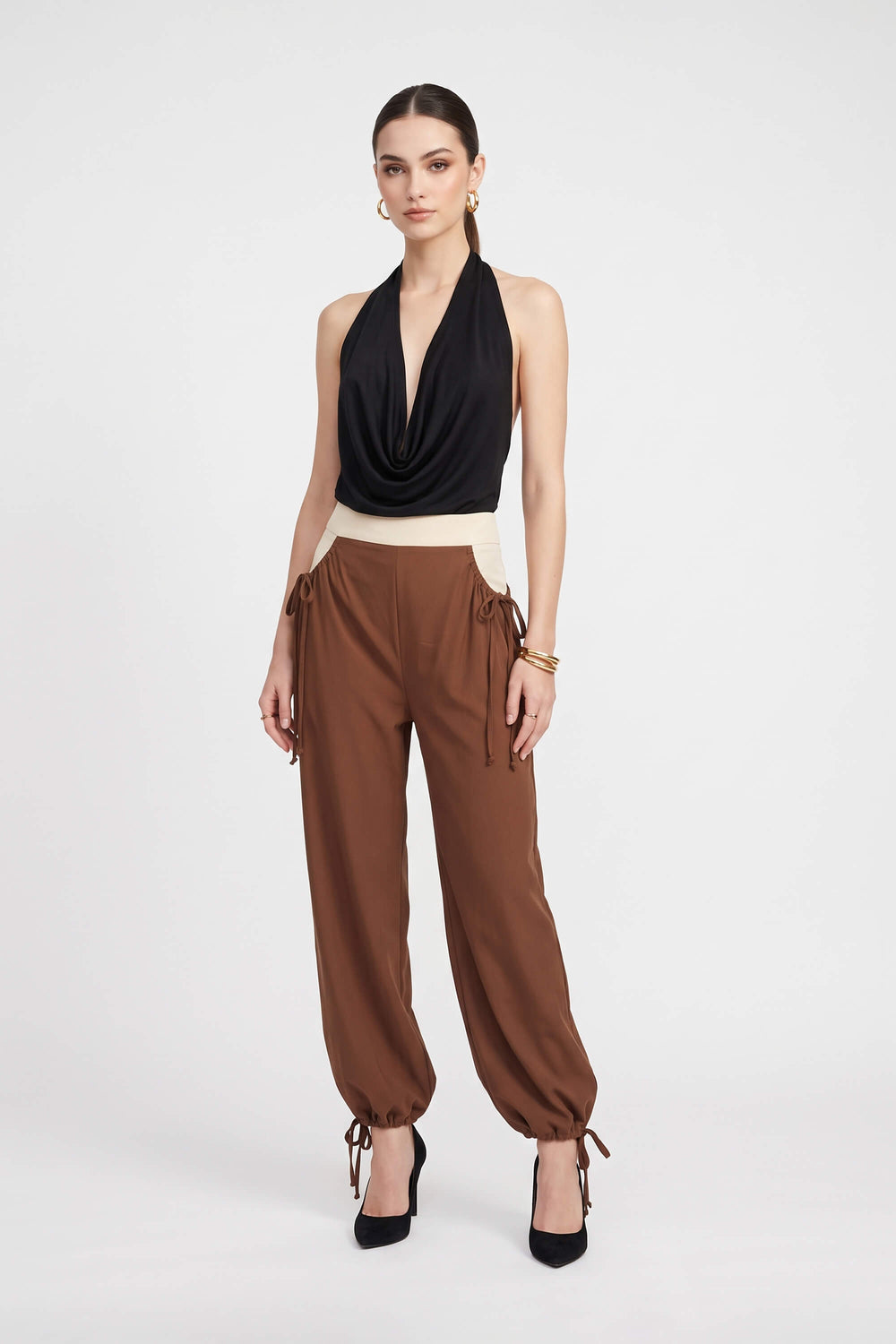 Cassandra Contrast Waistband Drawstring Balloon Pantalón 532182 COG - Reina Diaz