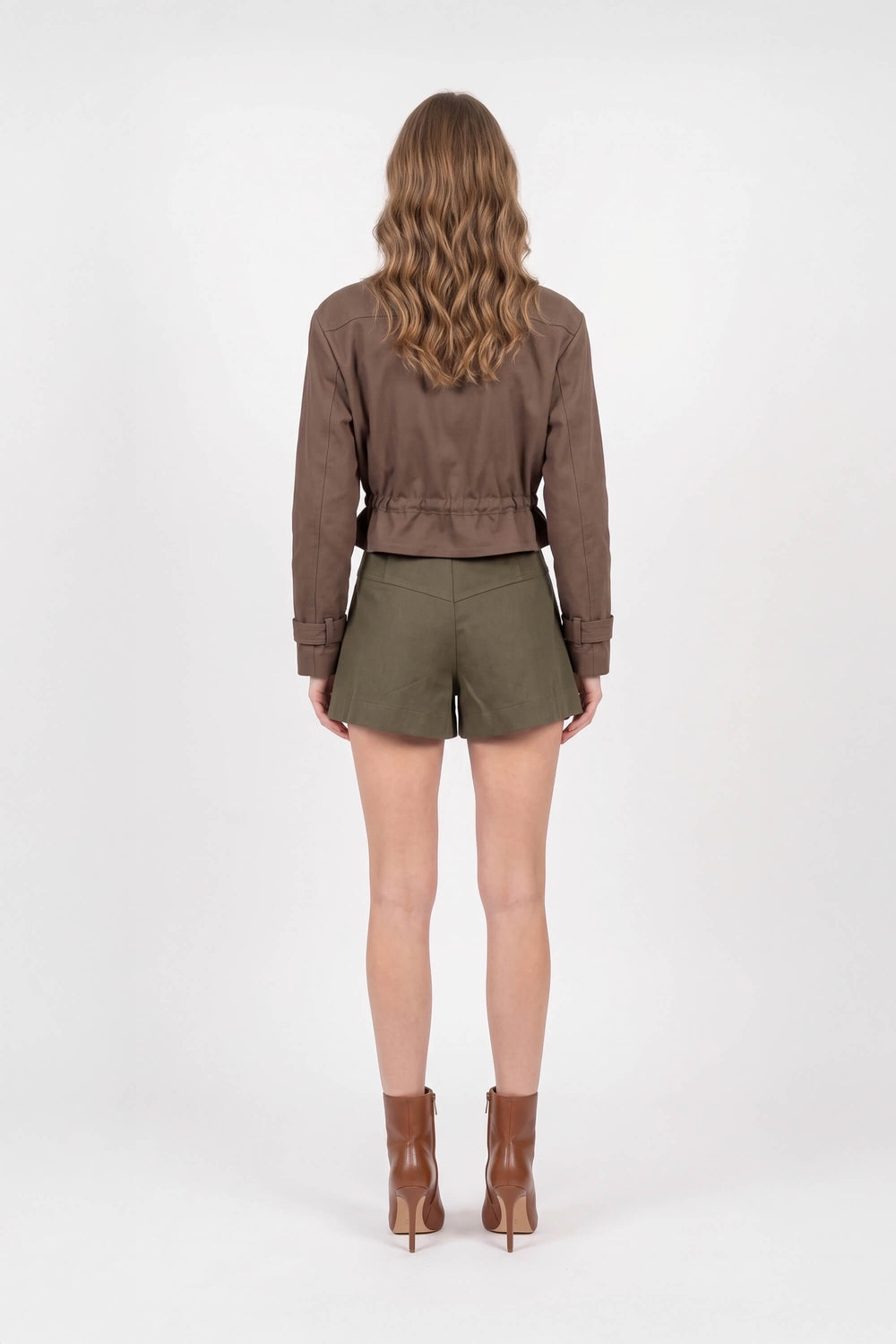 Cassandra Cropped Utility Jacket 700495 CAF - Reina Diaz