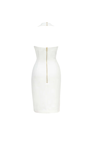 Cassandra Halter Buttoned Bodycon Dress - Reina Diaz