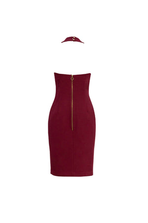 Cassandra Halter Buttoned Bodycon Dress - Reina Diaz
