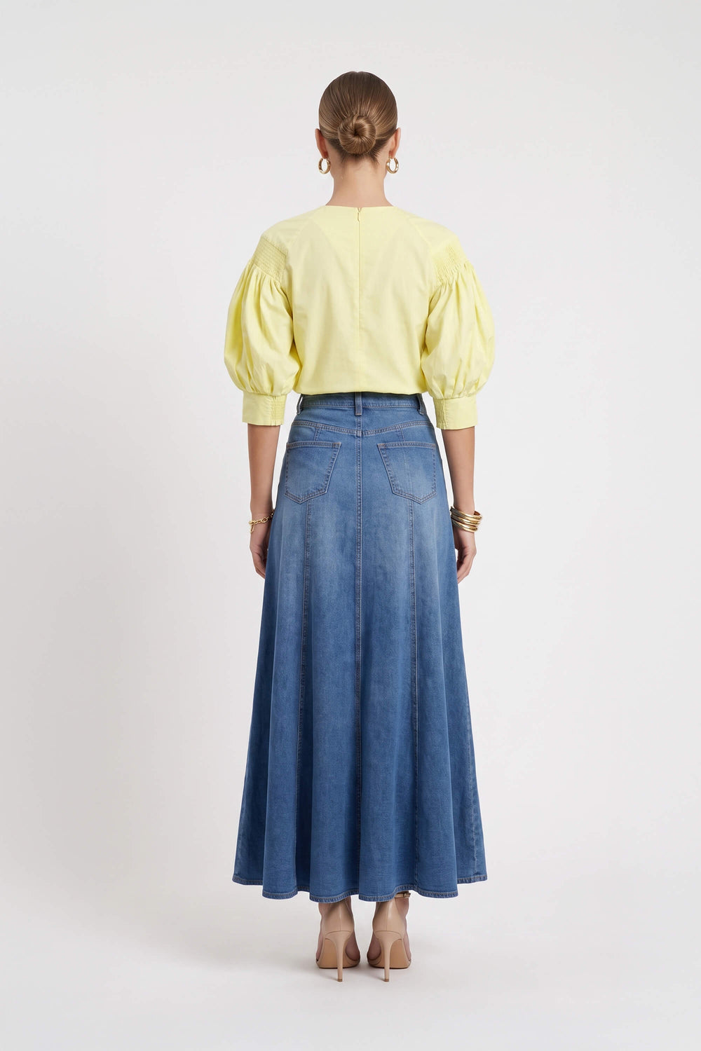 Cassandra High-Waist A-Line Falda Larga 740987 DEN - Reina Diaz