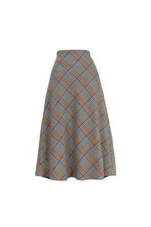 Cassandra Plaid High-Waist Midi Falda 740970 TAU - Reina Diaz