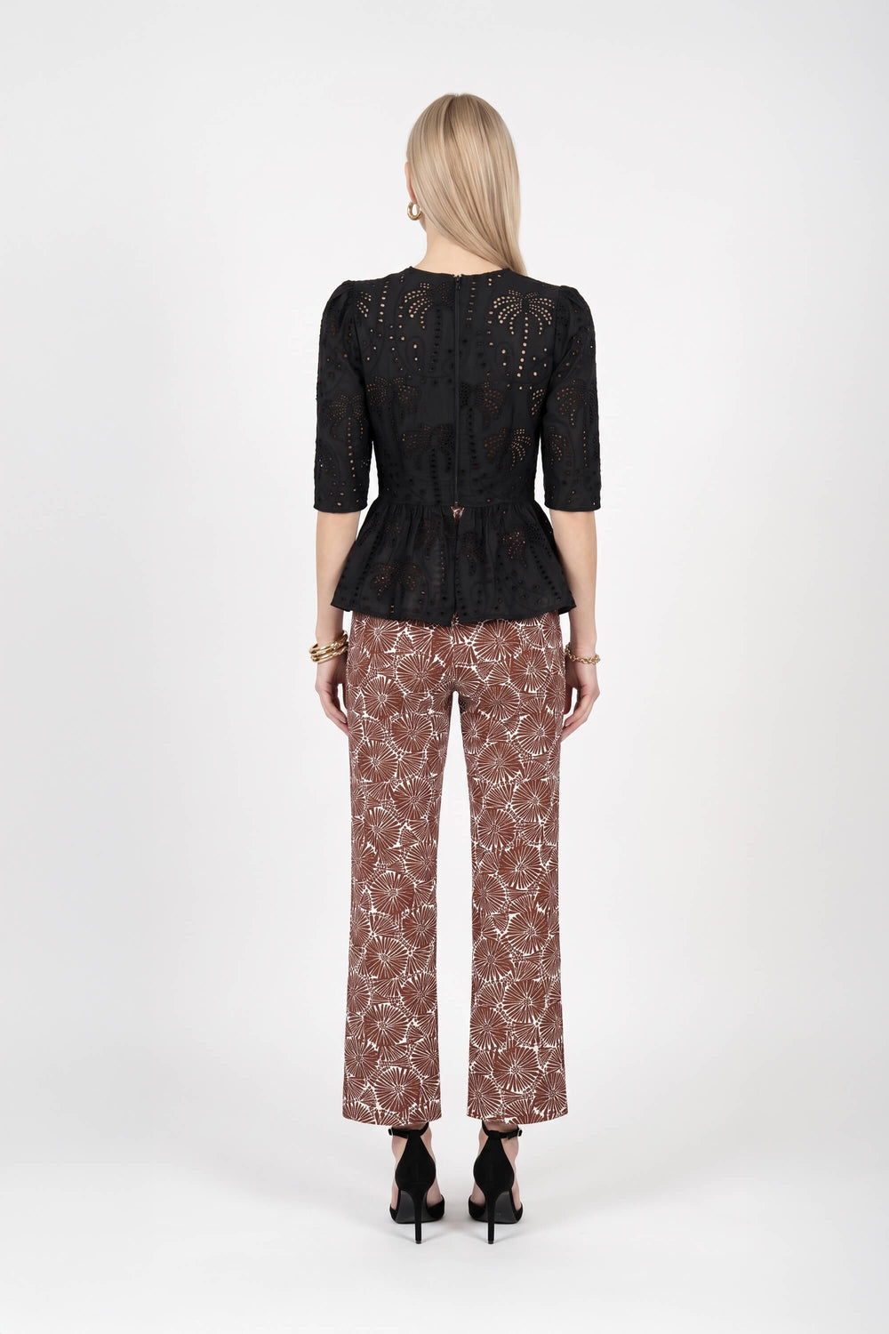 Cassandra Printed Flap High-Waist Pantalón 731126 CAF - Reina Diaz