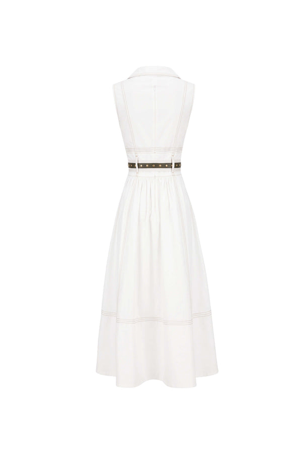 Claudia Belted Utility Sleeveless Midi Vestido 723145 HUE - Reina Diaz